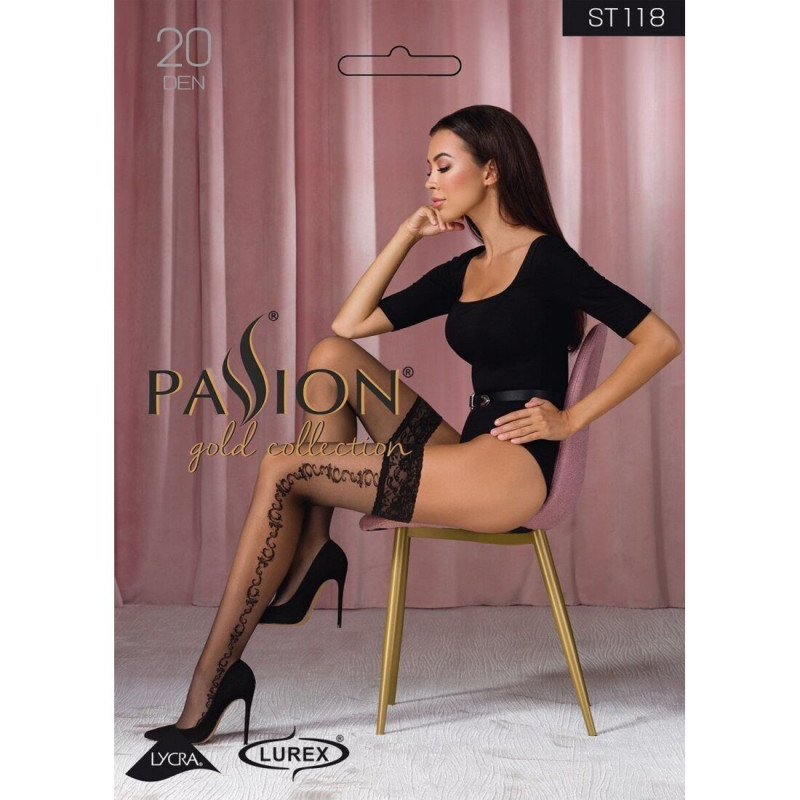 Текстура тканини панчох Passion ST118 3/4 black з силіконовою резинкою