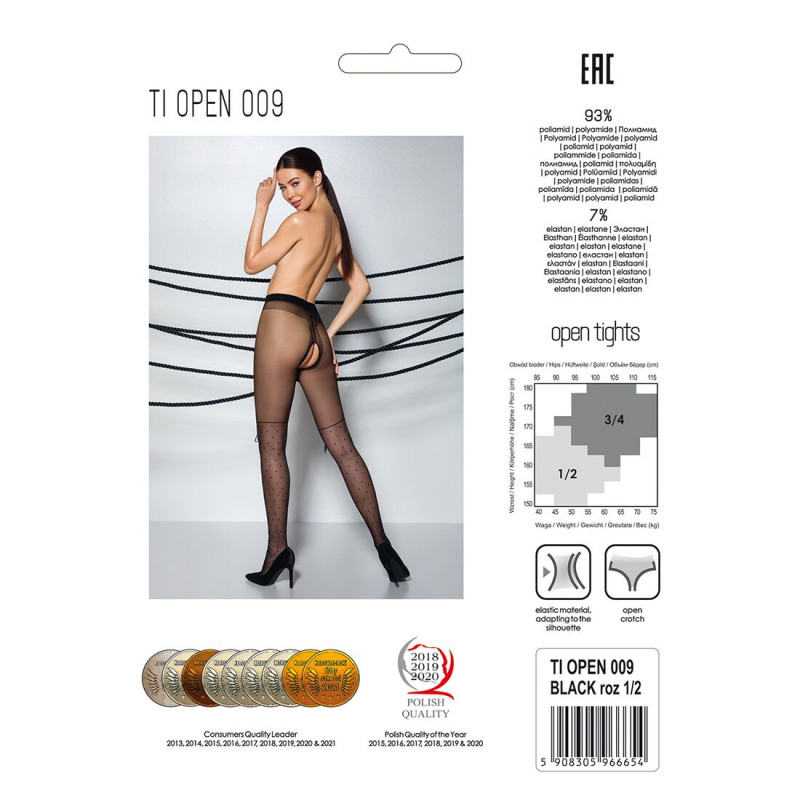 Чорні колготки Passion TIOPEN 009 1/2 (20 den) з відкритим доступом, вид ззаду