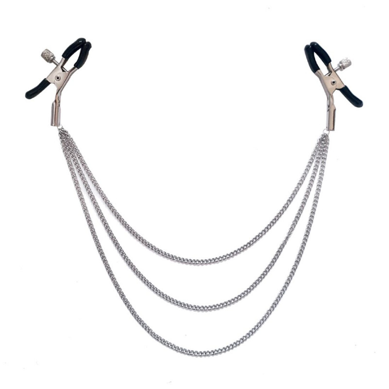 Затискач для сосків Art of Sex Nipple Jewerlry Three Chains, вид збоку – демонструє складний дизайн та витонченість кріплення.