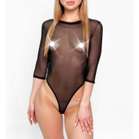 Сексуальне прозоре боді-сітка з довгими рукавами Art of Sex Sheril чорне L-2XL