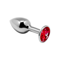 Металева анальна пробка Alive Mini Metal Butt Plug з кристалом Red M