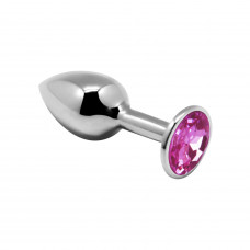 Металева анальна пробка Alive Mini Metal Butt Plug Pink M з кристалом