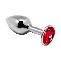 Анальная пробка Alive Mini Metal Butt Plug с кристаллом металлическая Red L