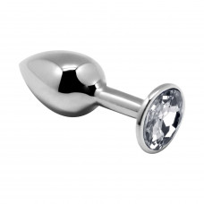 Анальна пробка металева Alive Mini Metal Butt Plug White L з кристалом — Keks-Hub
