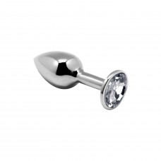 Металева анальна пробка Alive Mini Metal Butt Plug White S з кристалом