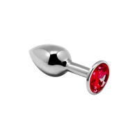 Анальна пробка Alive Mini Metal Butt Plug Red S металева з червоним кристалом