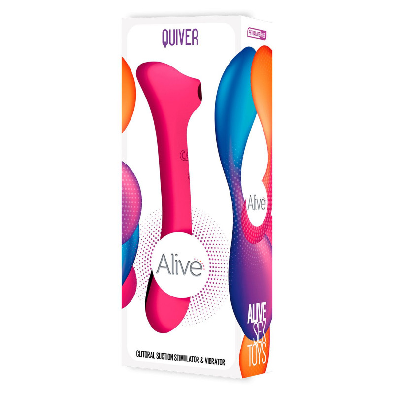 Вібратор вакуумний кліторальний стимулятор Alive Quiver 2-в-1 Magenta Pink - комплект