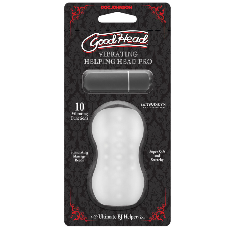 Мастурбатор Doc Johnson GoodHead Vibrating Helping Head Pro Frost - вид збоку, демонструє ергономічний дизайн