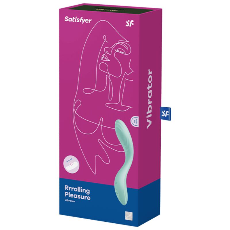 Вібратор Satisfyer Rrrolling Pleasure Mint у детальному крупному плані, акцент на перлинній стимуляції