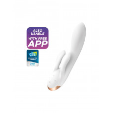Смарт вібратор-кролик Satisfyer Double Flex White з подвійним відростком — Keks-Hub