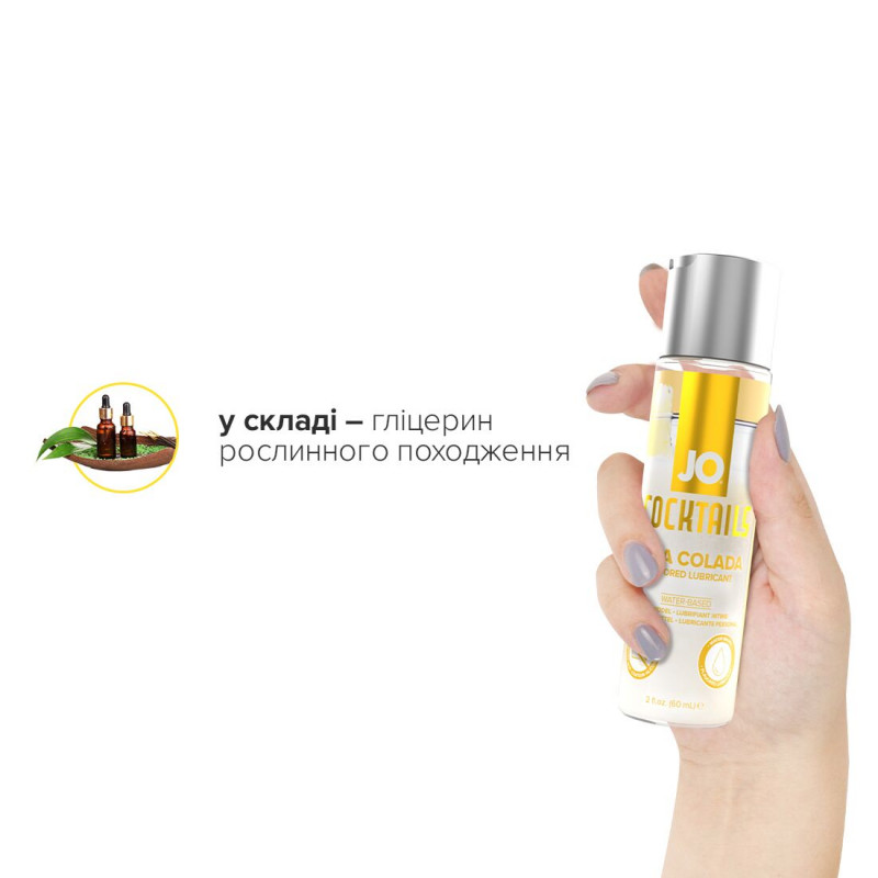 JO Cocktails Pina Colada лубрикант, повний склад на упаковці