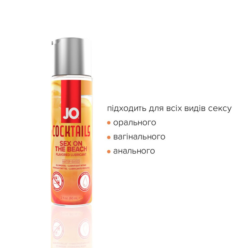 Текстура лубриканта JO Cocktails Sex on the Beach - прозора, шовковиста