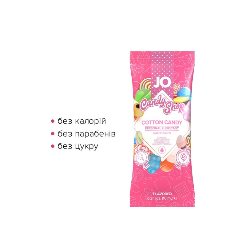 Упаковка набору лубрикантів JO H2O Cotton Candy, яскравий дизайн, 12 одиниць по 10 мл