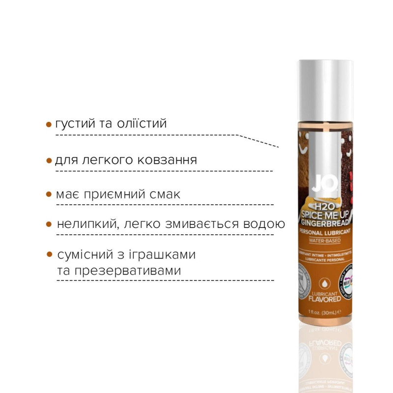 Лубрикант JO H2O Gingerbread 30 мл збоку, демонстрація дозатора