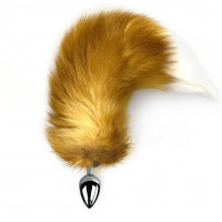Анальная пробка Art of Sex с хвостом из натурального меха Металлическая size M Red fox