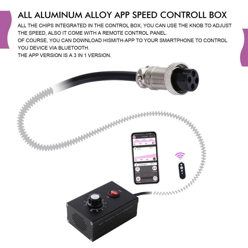 Смарт секс-машина Hismith Table Top 2.0 Pro APP Black - вигляд збоку, демонстрація механізму