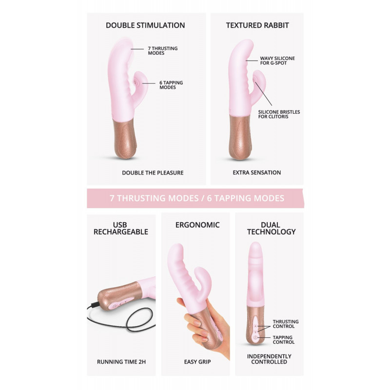 Подвійний пульсатор-кролик Love To Love SASSY BUNNY рожевий - в дії