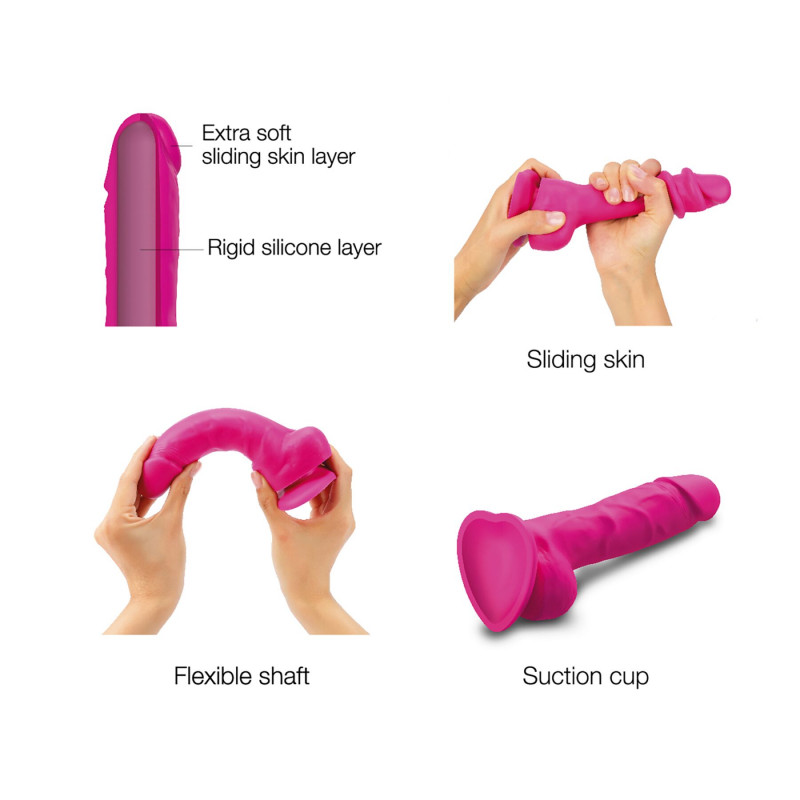 Текстура реалістичного фалоімітатора Strap-On-Me Sliding Skin Dildo Fuchsia S - вражаюча деталізація