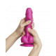 Рожевий фалоімітатор Strap-On-Me Sliding Skin Realistic Dildo Fuchsia M, вид збоку, деталі форми