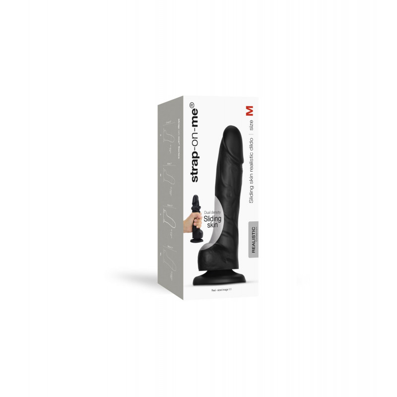 Фалоімітатор Strap-On-Me Sliding Realistic Skin Dildo Black M - зручний дизайн