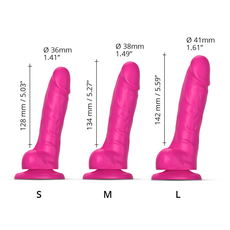 Упаковка фалоімітатора Strap-On-Me Sliding Skin Realistic Dildo Fuchsia L - стильна та дискретна