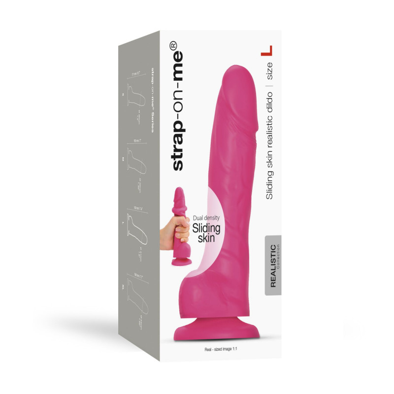 Повна довжина фалоімітатора Strap-On-Me Sliding Skin Realistic Dildo Fuchsia L - для глибокого задоволення