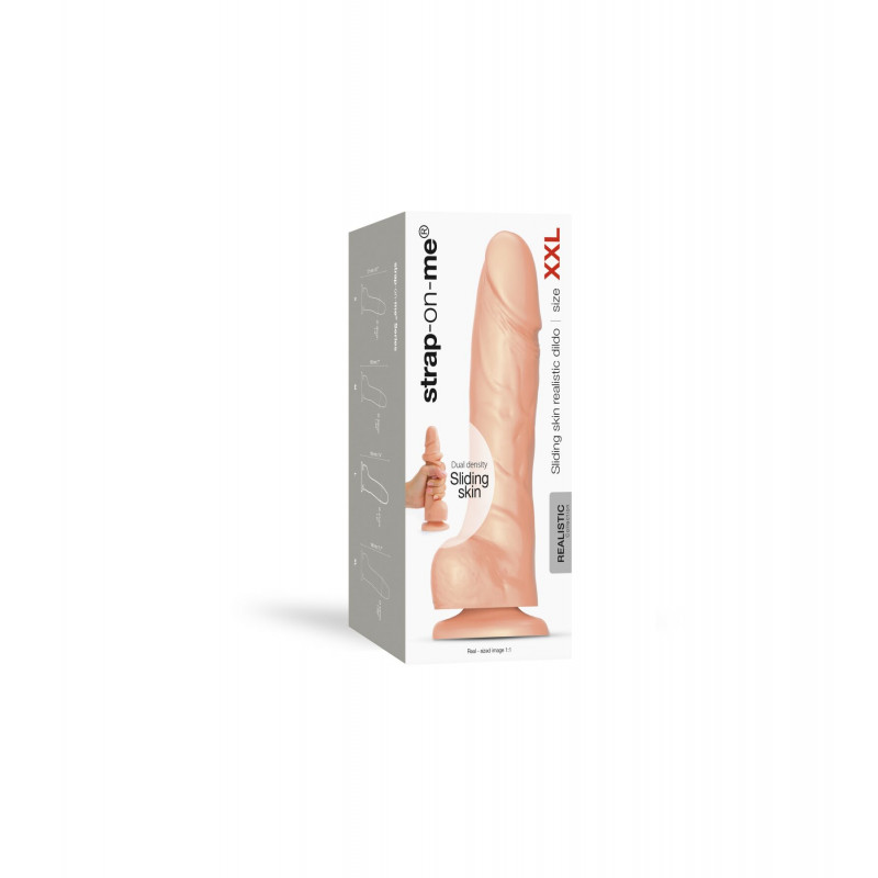 Кінчик фалоімітатора Strap-On-Me Sliding Skin Realistic Dildo Vanille XXL - детальний вигляд, що демонструє його форму та реалістичність.