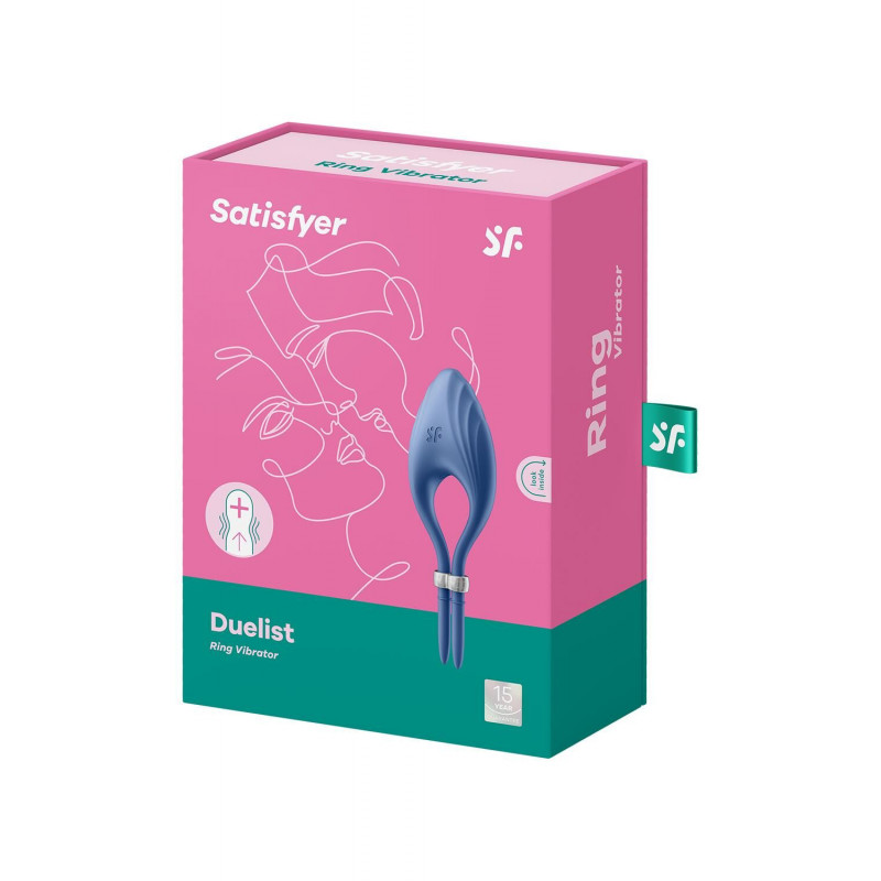 Комплектація ерекційного віброкільця Satisfyer Duelist Blue, включаючи зарядний пристрій