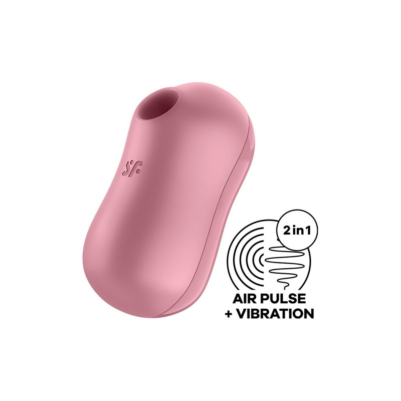 Вакуумний стимулятор Satisfyer Cotton Candy Light Red, вид збоку - ергономічний дизайн, з кнопками керування