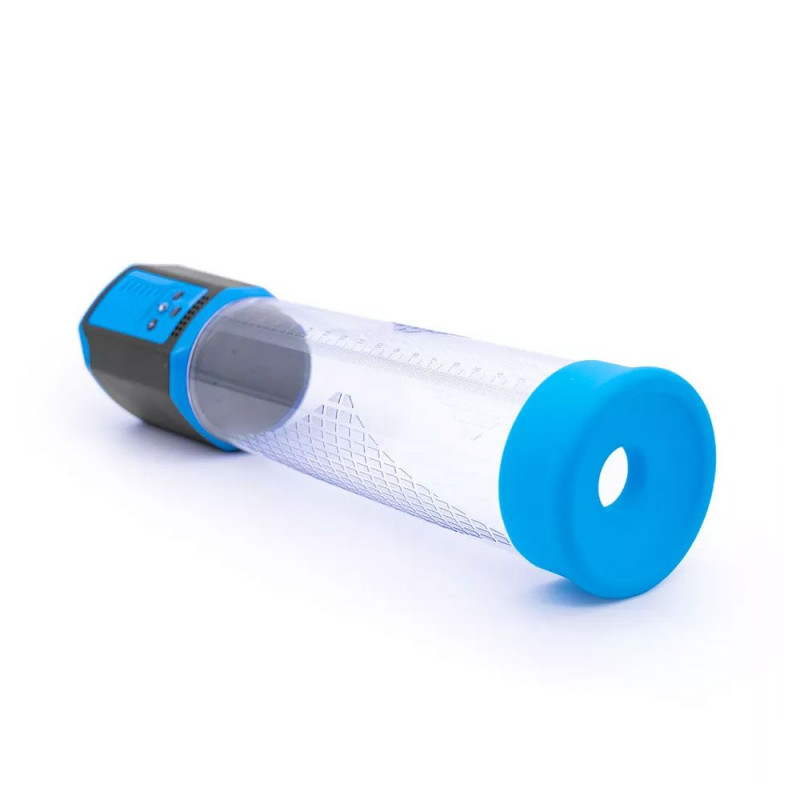 Вигляд збоку автоматичної вакуумної помпи Men Powerup Passion Enlargement System Blue, що демонструє ергономічний дизайн