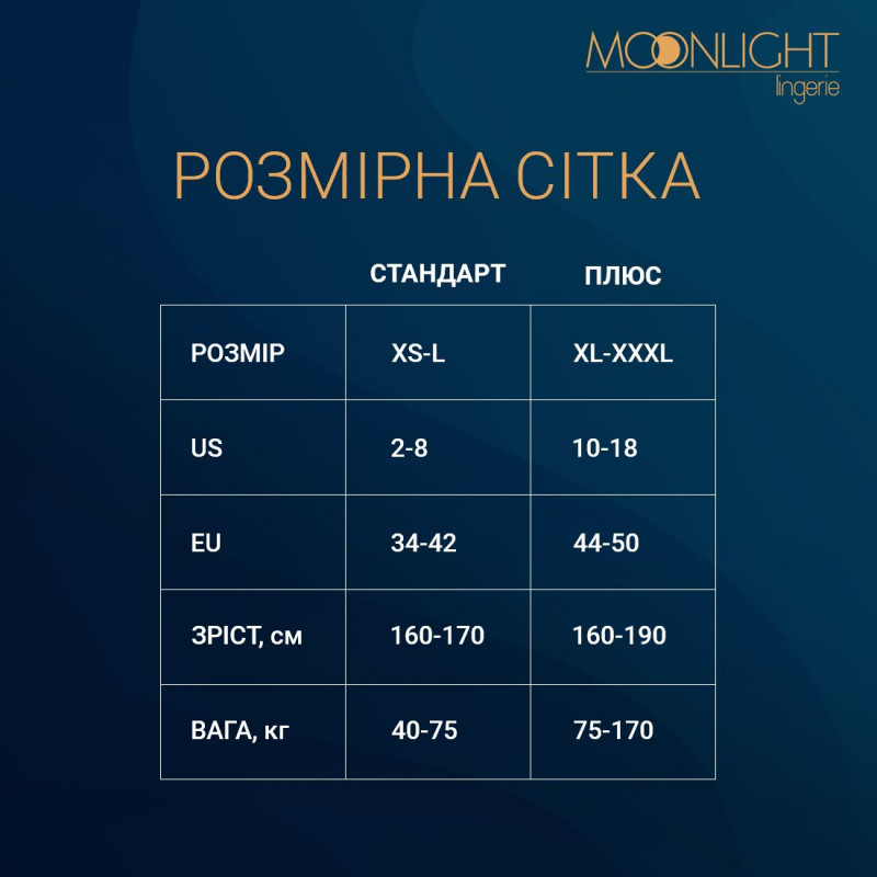 Упаковка бодістокінгу Moonlight Model 02 Black, розміри XS-L