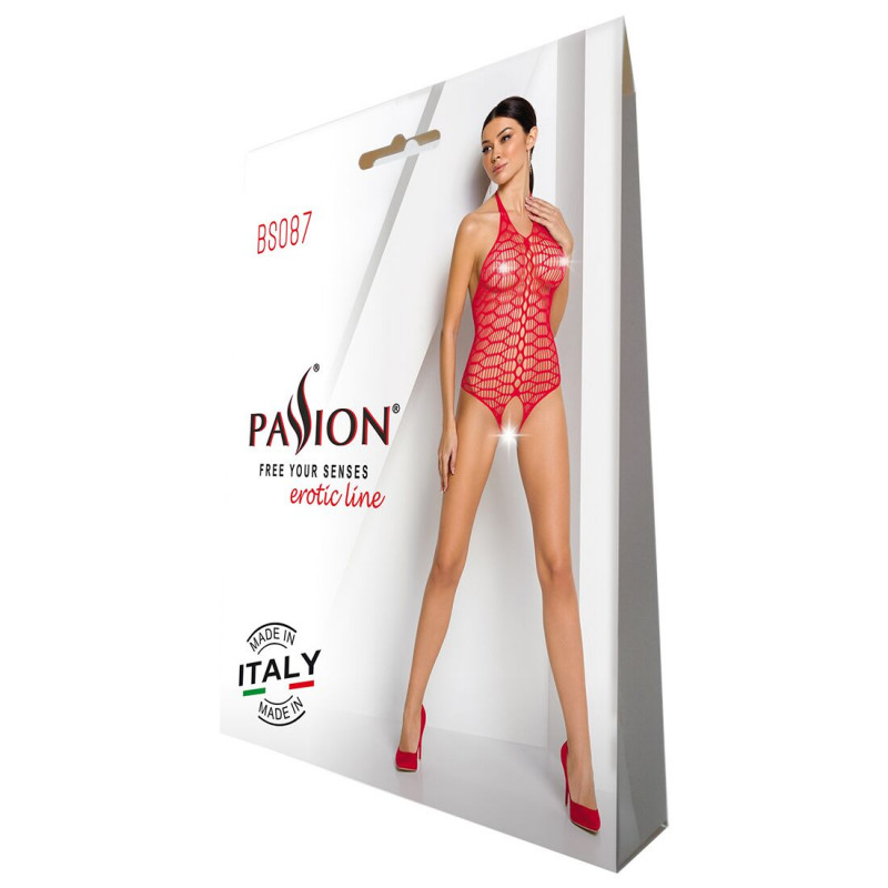 Бодістокінг Passion BS087 червоний з доступом: детальний вигляд