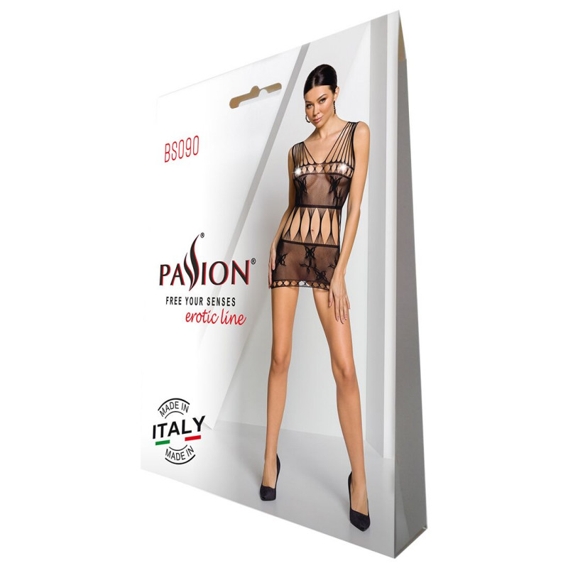 Витончені деталі бодістокінгу мінісукня Passion BS090 з метеликами, колір чорний