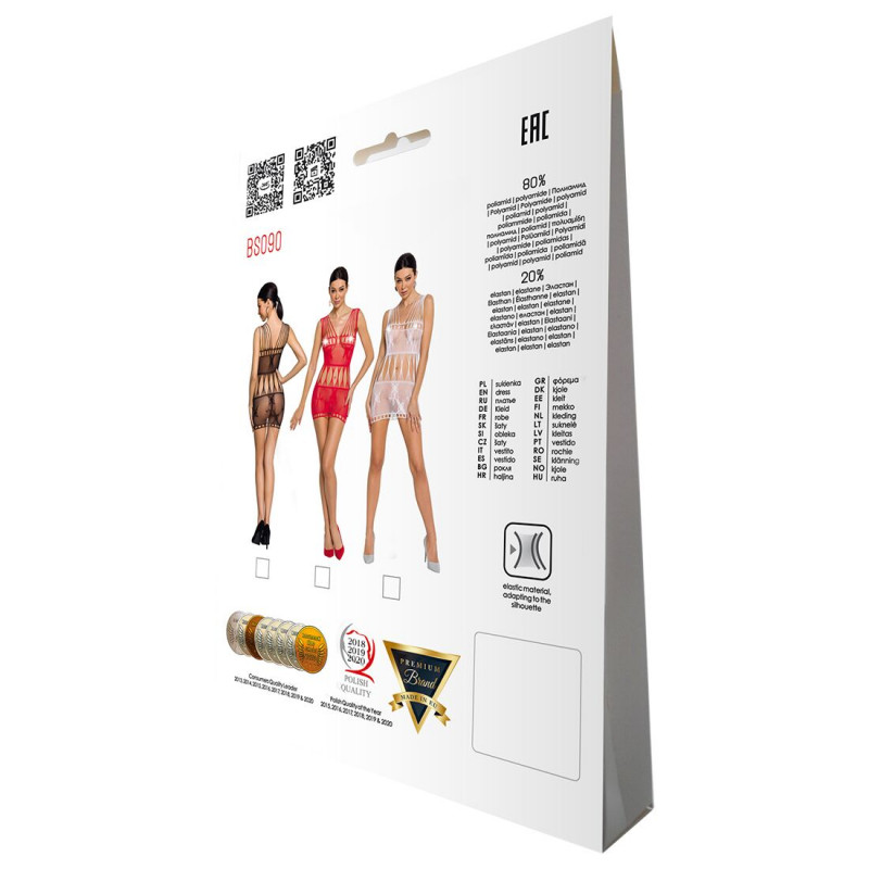 Бодистокинг мини-платье Passion BS090 red - универсальный размер, комфортное ношение