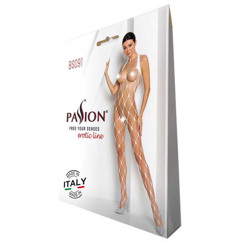 Текстура сітки бодістокінга Passion BS091 white, білий колір