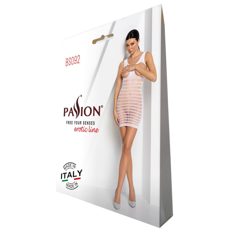 Текстура тканини бодістокінг-сукні Passion BS092 white – ніжна та приємна до тіла