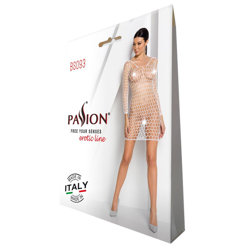 Біле бодістокінг-сукня Passion BS093: упаковка, елегантне пакування для вашого подарунка