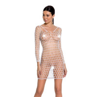 Бодістокінг-сукня Passion BS093 white, довгі рукави