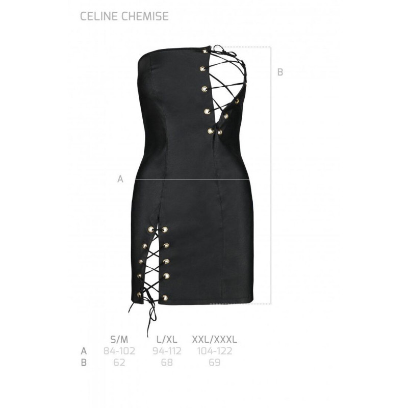 Модель в мінісукні Passion CELINE L/XL black: загальний образ