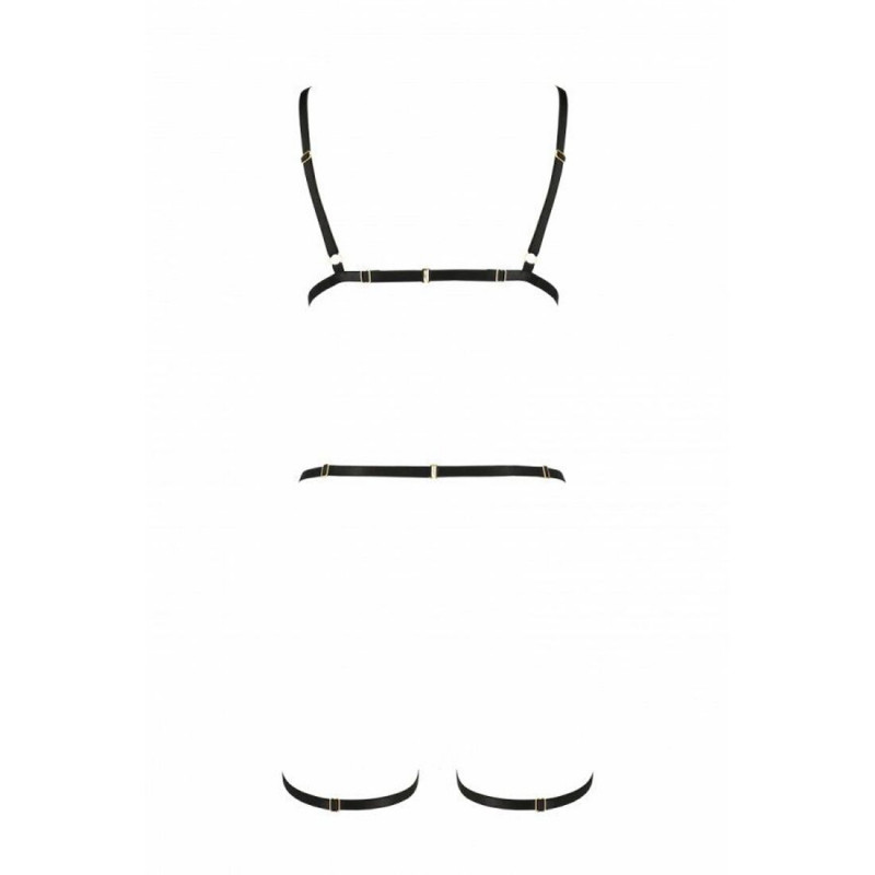 Портупея Passion Exclusive INDICA, детальний елемент дизайну, чорна, стрепи на все тіло, розмір XXL/XXXL