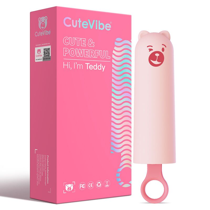Реалістичний вібратор CuteVibe Teddy Pink: деталі дизайну, вигляд зверху