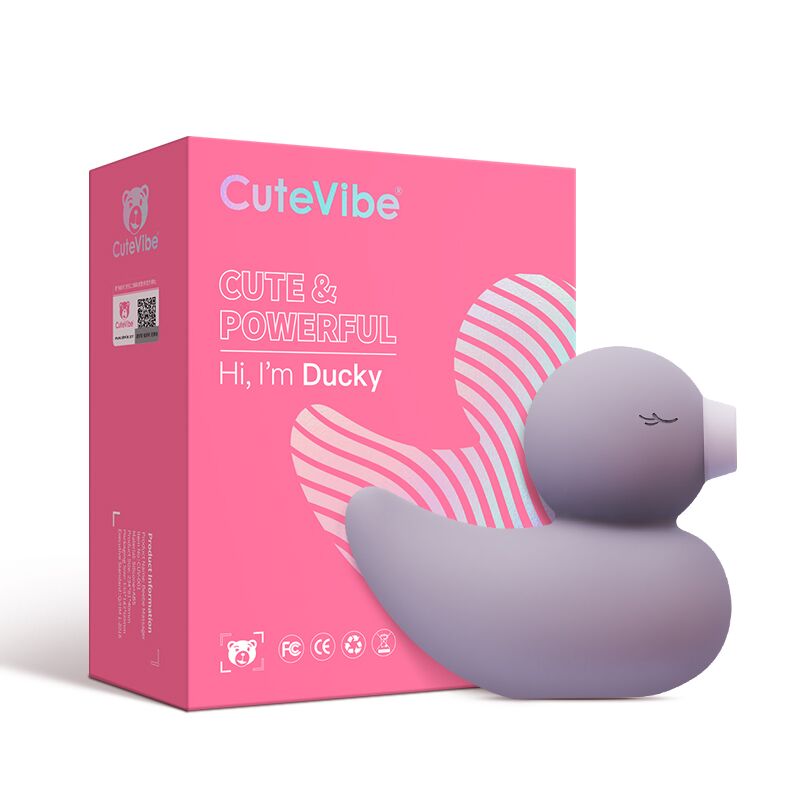 Текстура гладенького силікону вакуумного вібратора-качечки CuteVibe Ducky Сірий