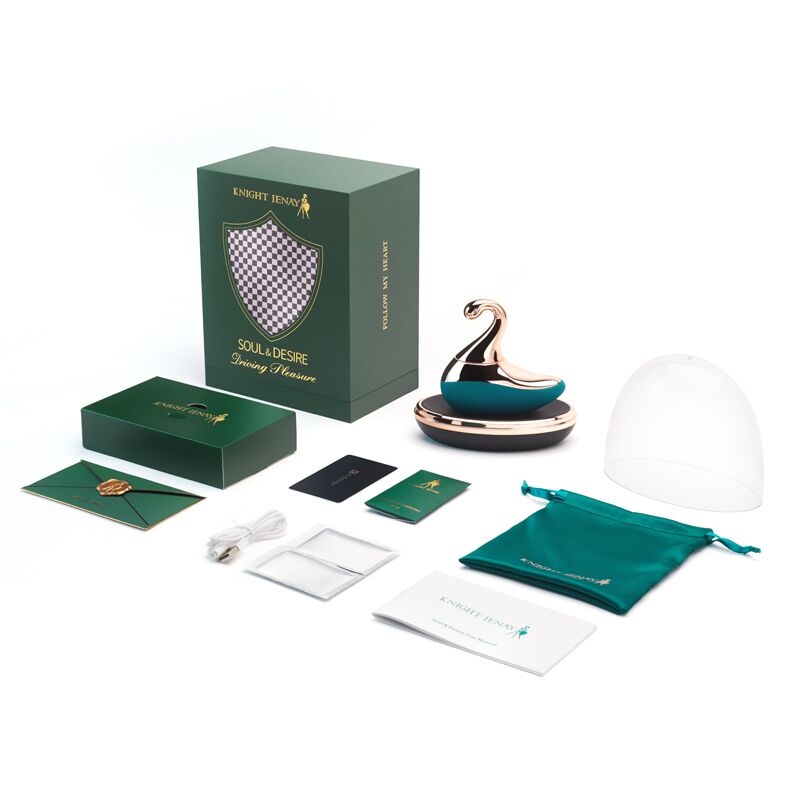 Упаковка вакуумного вібратора Knight Jenay SOUL & DESIRE, що підкреслює преміальний вигляд товару.