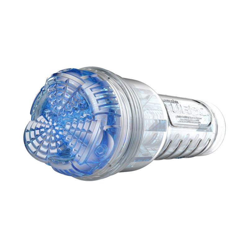 Fleshlight Turbo Core Blue Ice: Вигляд збоку, що демонструє текстуру та форму для максимального задоволення