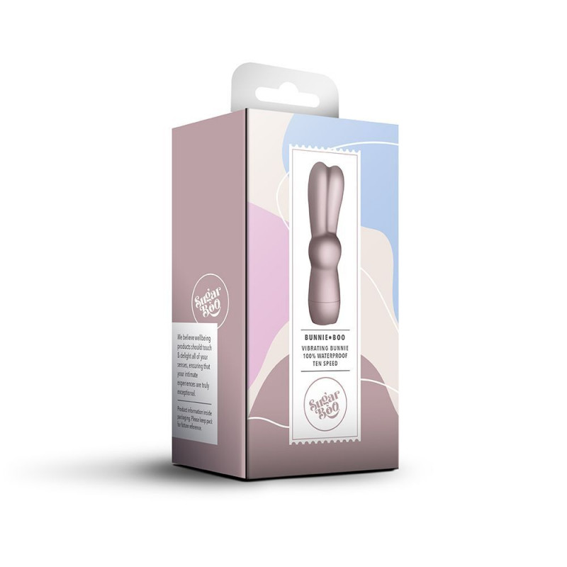 Близький план текстури силікону вібратора SugarBoo Bunnie Boo, деталі гладкості та гнучкості