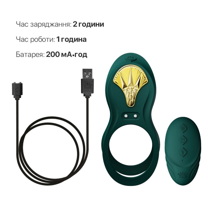 Пульт дистанційного керування для смарт-ерекційного кільця Zalo BAYEK Turquoise Green: компактний та зручний
