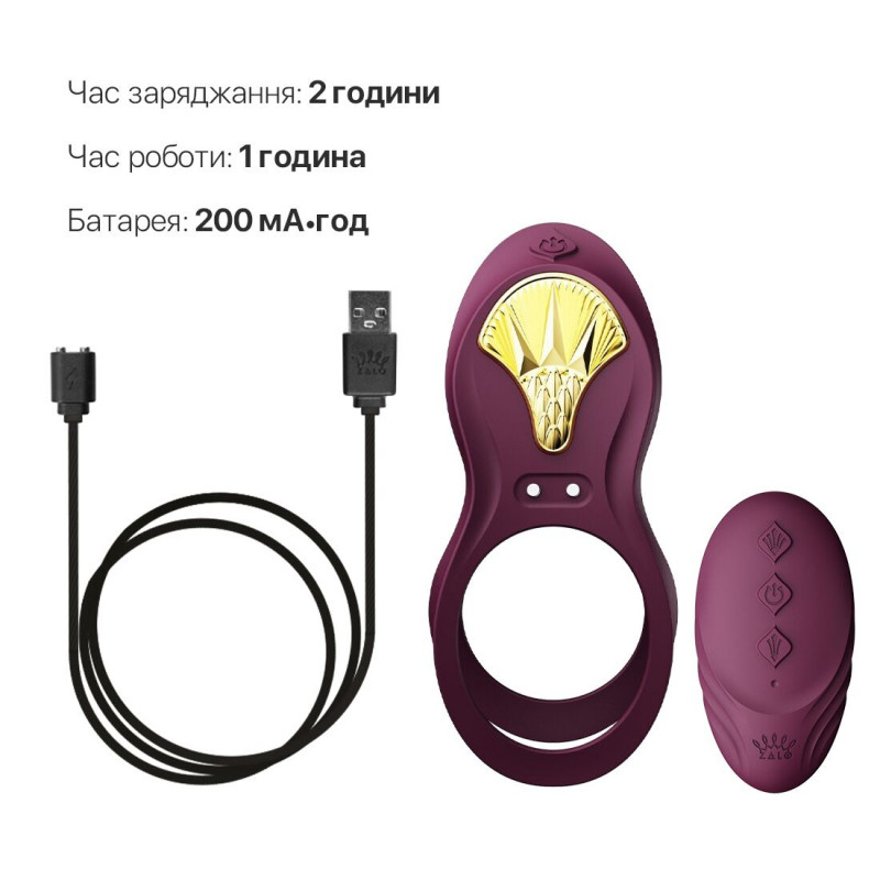 Смарт-ерекційне кільце Zalo BAYEK Velvet Purple: текстура матеріалу (оксамит)