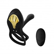 Смарт-ерекційне кільце Zalo BAYEK Obsidian Black подвійне з ввідною частиною та пультом ДК — Keks-Hub