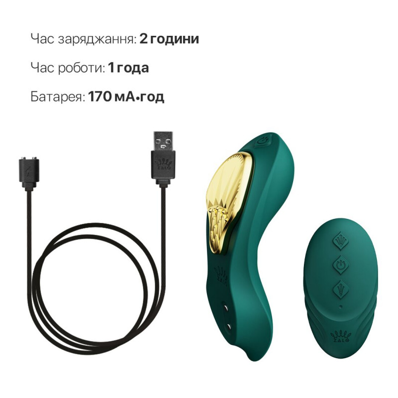 Смарт-вібратор Zalo AYA Turquoise Green, вид зверху, ergonomічний дизайн