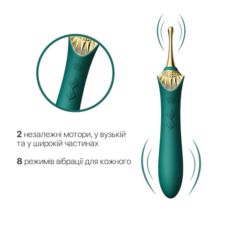 Насадки для вагінально-кліторального вібратора Zalo Bess Turquoise Green, набір